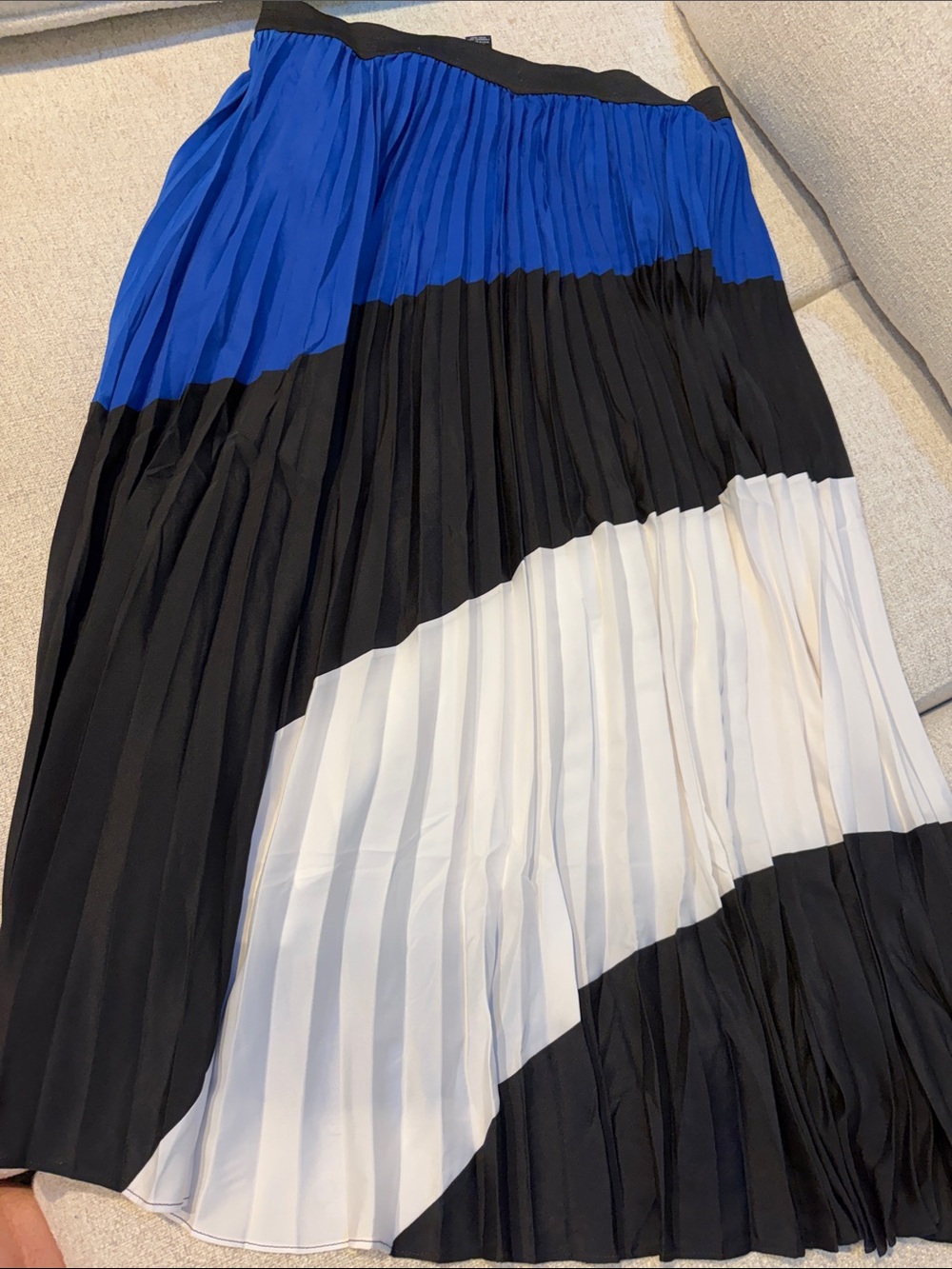 Lane Bryant Colorblock Pleated Maxi Skirt - Royal Blue, Black, White